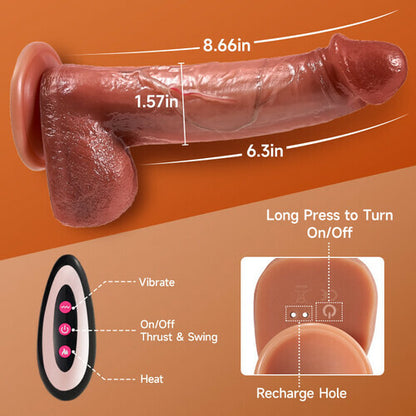 Alex Adams - 4 in 1 Vibrating & Thrusting & Swinging & Heating Dildo 8.66 Inch